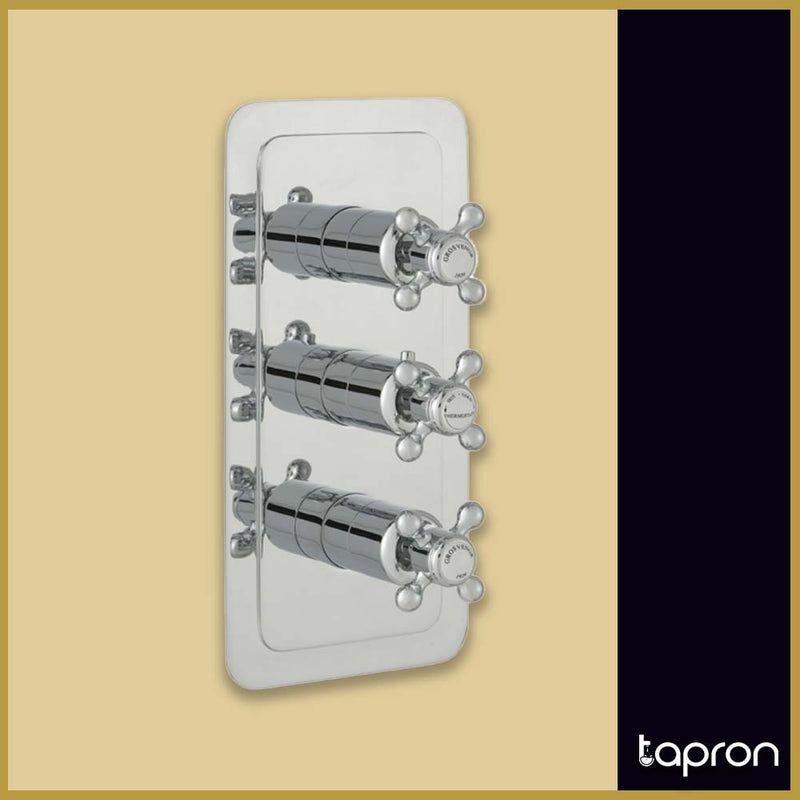 Traditional 2 Outlet Concealed Shower Valve with Crosshead Handles-Tapron