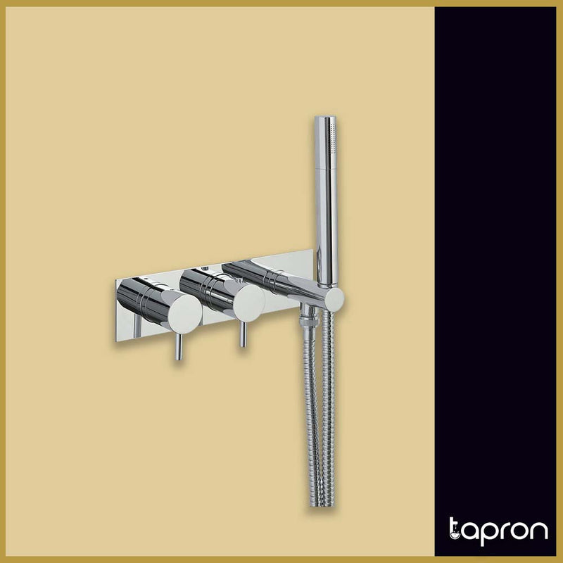2 Outlet Thermostatic Shower Valve with Handheld Shower-Tapron