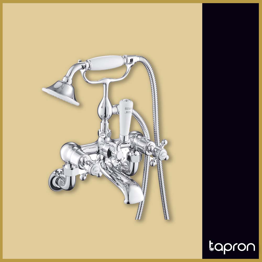 Traditional Wall Mounted Bath Mixer Tap with Handheld Shower—Tapron