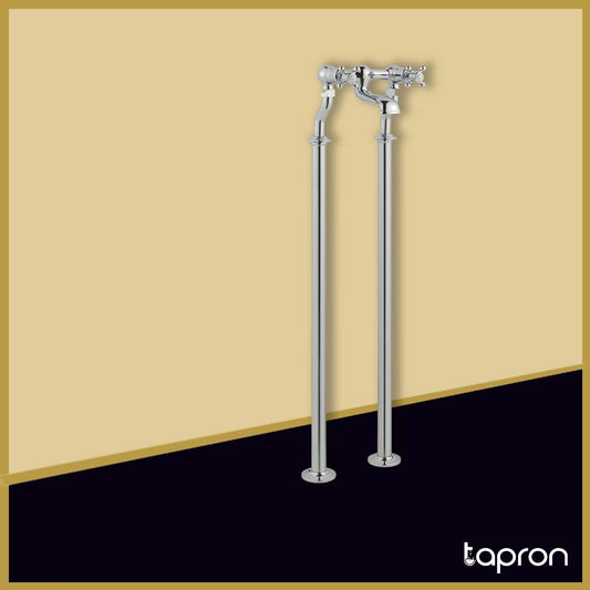 Chrome Traditional Freestanding Bath Tap with Dual Crosshead Handles –Tapron 1000