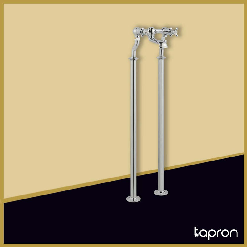 Chrome Traditional Freestanding Bath Tap with Dual Crosshead Handles –Tapron