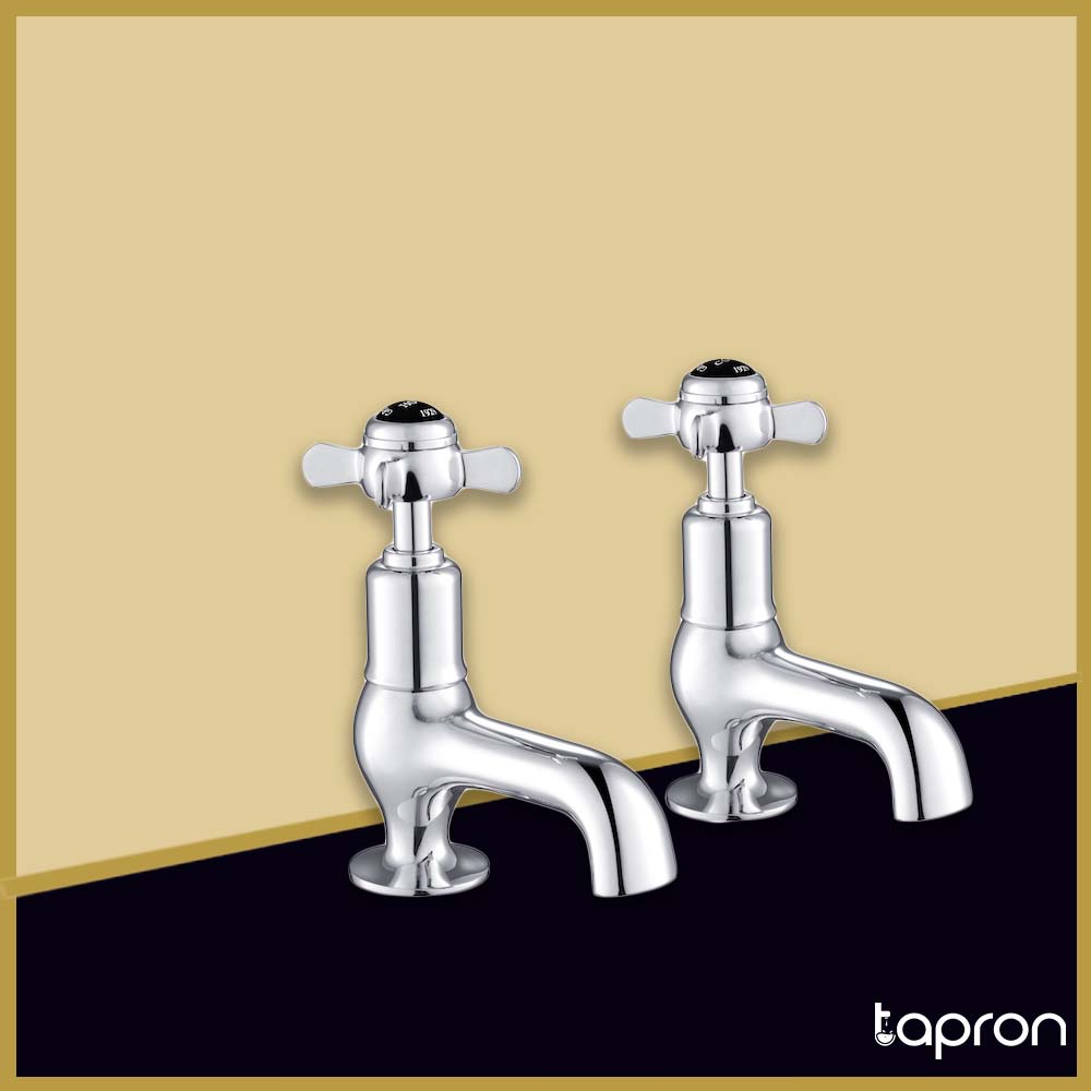 Chrome Black Pinch Cloakroom Basin Pillar Tap-Tapron