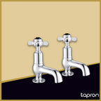 Chrome Black Pinch Cloakroom Basin Pillar Tap-Tapron