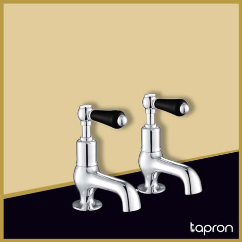 Traditional Chrome Deck Mounted Bathroom Sink Pillar Taps -Tapron