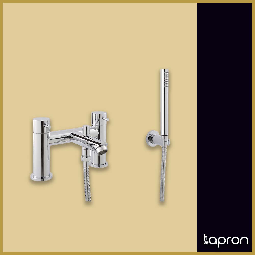 Chrome Deck-Mounted Shower Mixer Tap and Hand Shower Set- Tapron