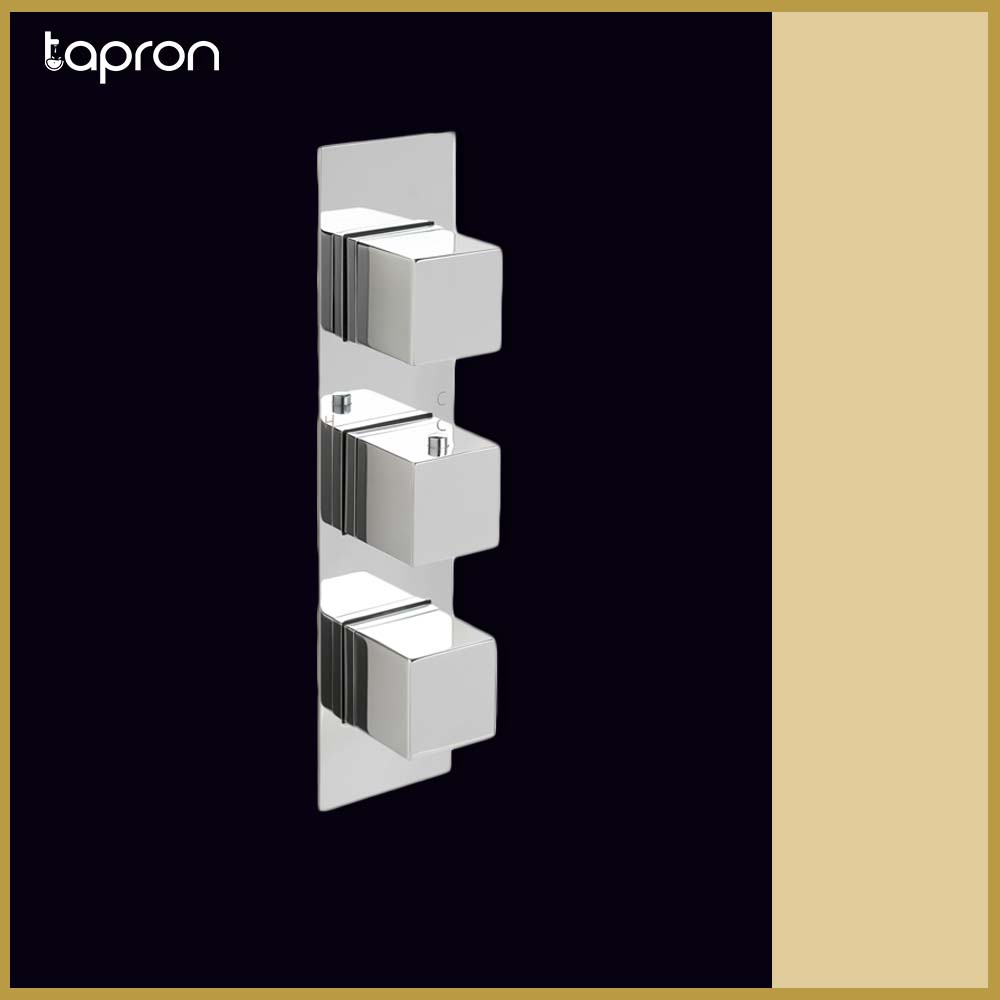 Chrome Thermostatic 2 Outlet Concealed Shower Mixer -Tapron