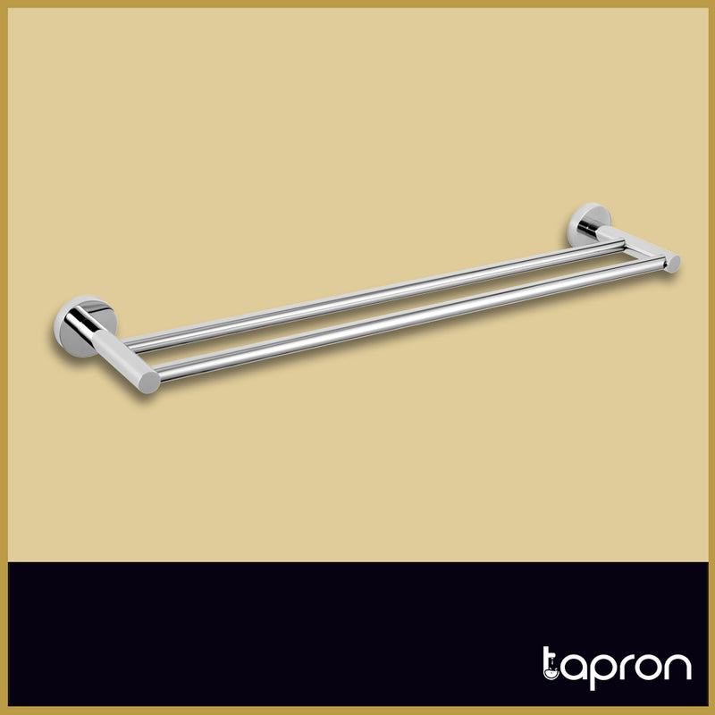 Chrome Wall Mounted Double Towel Rail – Tapron