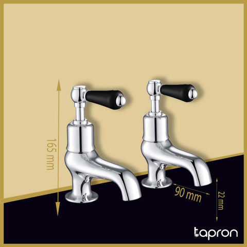 Traditional Chrome Deck Mounted Bathroom Sink Pillar Taps -Tapron