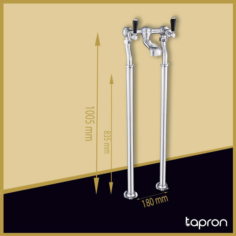  Chrome Traditional Freestanding Bath Mixer Tap with 2 Outlets – Tapron