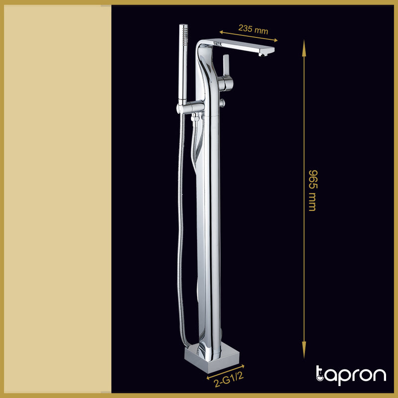 Chrome floor standing Bath shower Mixer-Tapron
