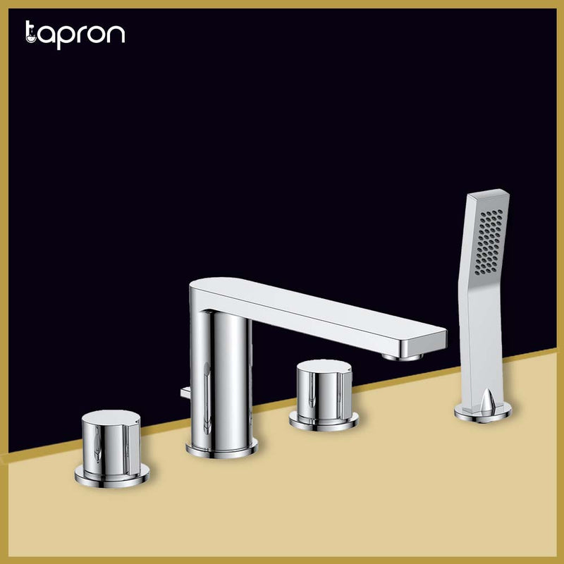  Chrome 2-Outlet and 4-Hole Tap with Shower Kit- Tapron
