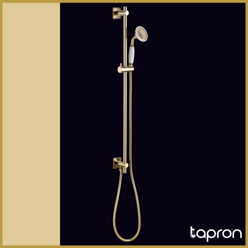 Gold Shower Riser Rail Kit with Handset -Tapron