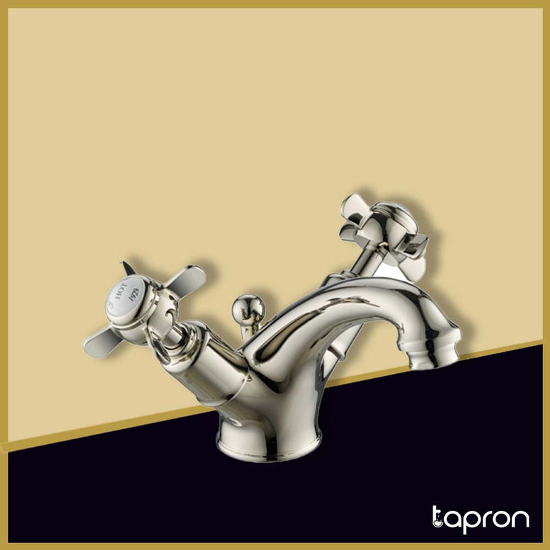  Nickel Traditional Mono Basin MIxer Tap with Pop-up Waste - Tapron