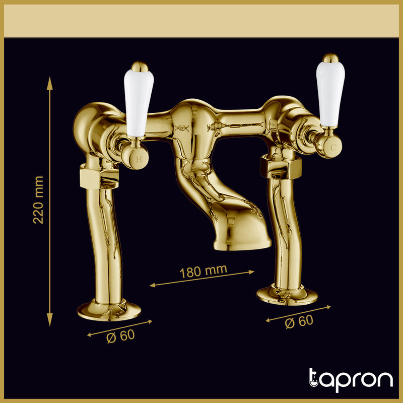 Gold Deck Mounted Bath Taps-Tapron
