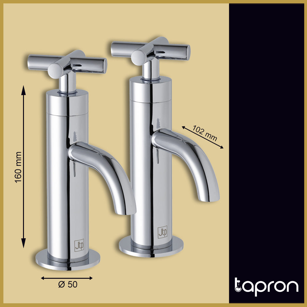 Modern Deck Mounted Basin Pillar Taps – Chrome Secondary image