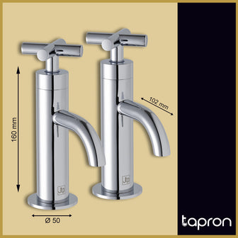Modern Deck Mounted Basin Pillar Taps – Chrome Secondary image