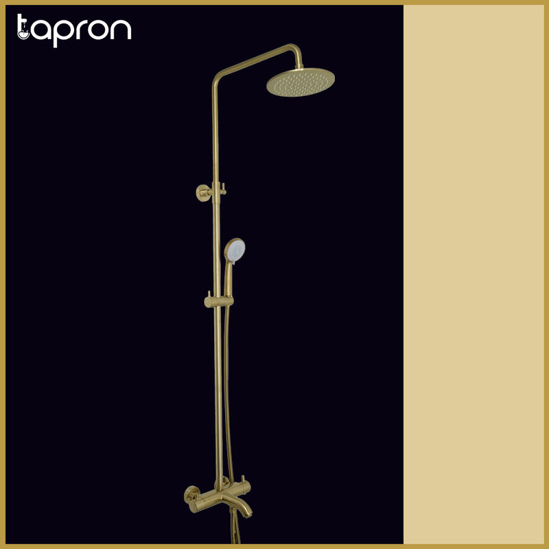 Thermostatic Bar valve 3 oulets, adjustable riser and, multifunction shower handle-Tapron