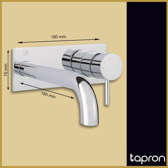 Single-Lever Wall-Mounted Basin Mixer Tap with a Back Plate- Chrome Secondary image