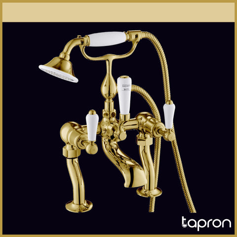 Gold Bath Shower Mixer Tap with Shower Attachment-Tapron