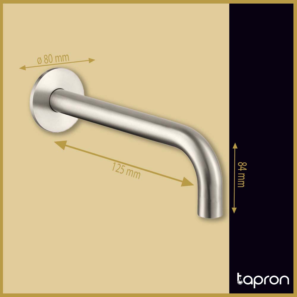 Modern Wall-Mounted Bath Spout (250mm)- Stainless Steel Secondary image