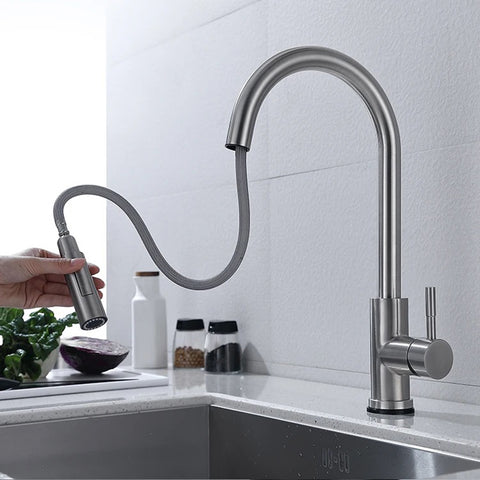 Tapron Kitchen Tap with Pull Out Spray Brushed Stainless Steel