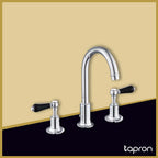Chrome Black Lever 3 Hole Basin Mixer Tap -Tapron