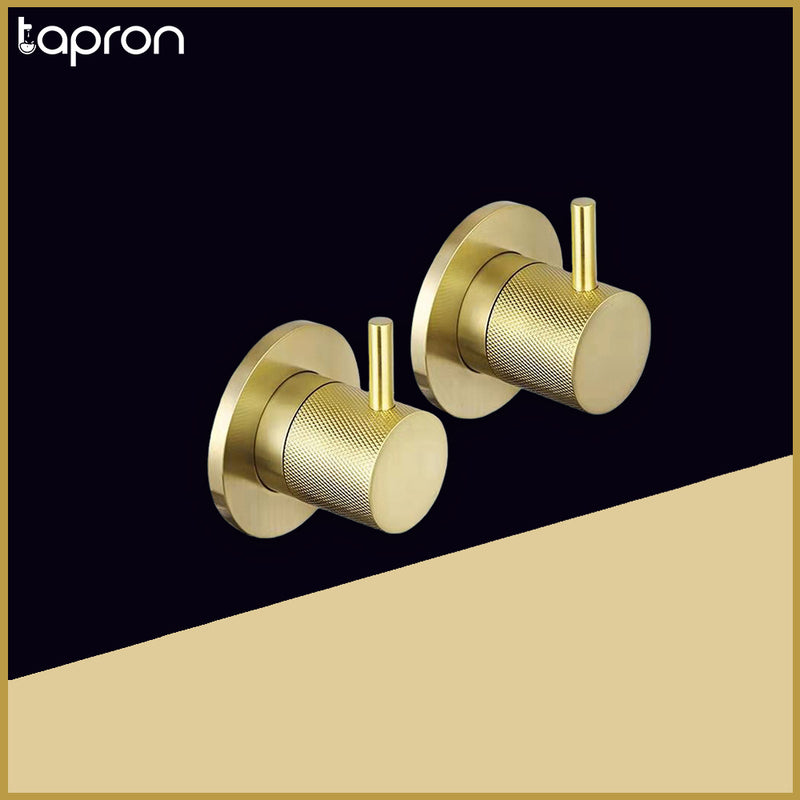  Brushed Brass  Wall Mounted Valves with Designer Handles -Tapron