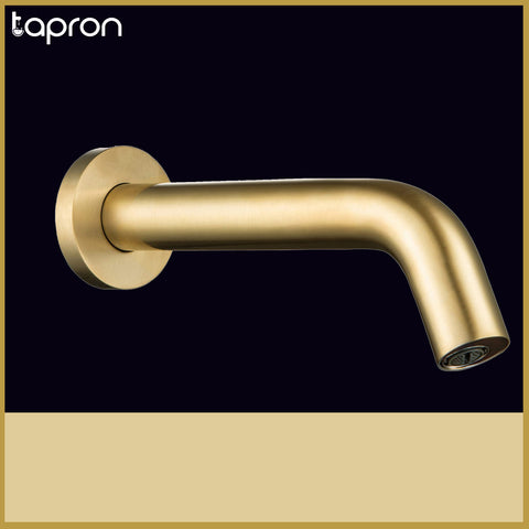 Gold Wall-Mounted Sensor Tap with Touchless Operation-Tapron
