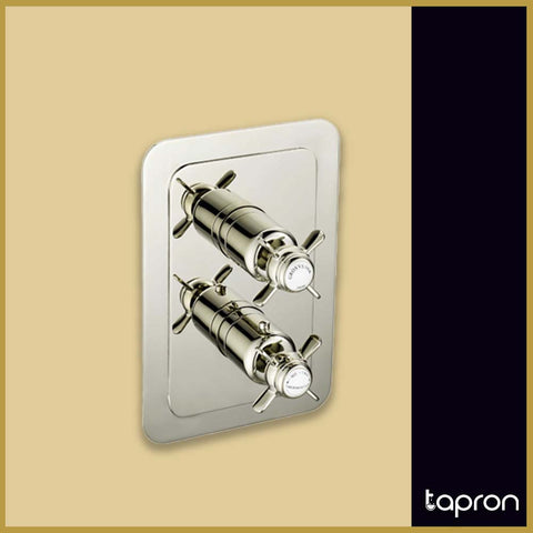 Nickel Finish 2 Outlet Concealed Thermostatic Shower Valve - Tapron