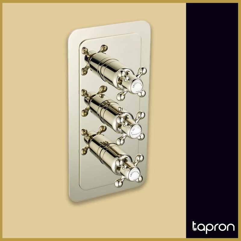 Crosshead Three Outlet Concealed Thermostatic Shower Valve Vertical-Tapron