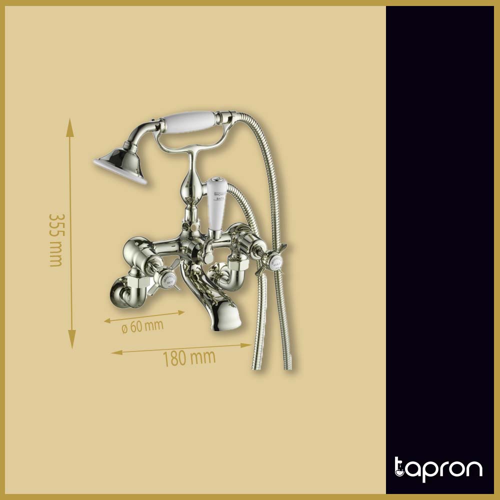 Nickel bath shower mixer with kit-Tapron