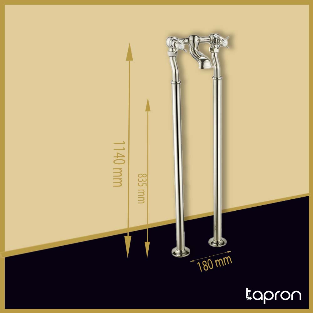 Nickel finish floor standing Bath Filler-Tapron