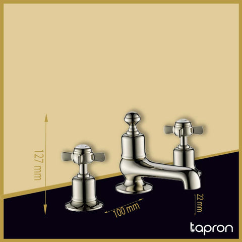 Nickel 3 Hole Bathroom Basin Taps-Tapron