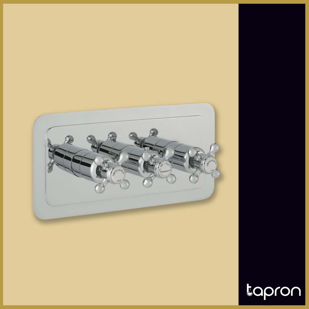 Traditional 2 Outlet Shower Mixer Valve with Crosshead Handles –Tapron
