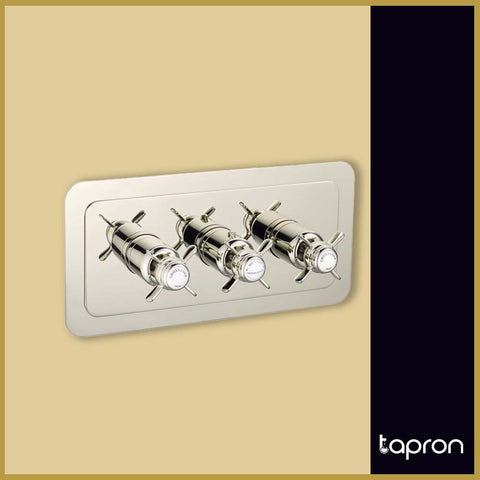 Chrome Finish Traditional Thermostatic Concealed 3 Outlet Shower Valve -Tapron