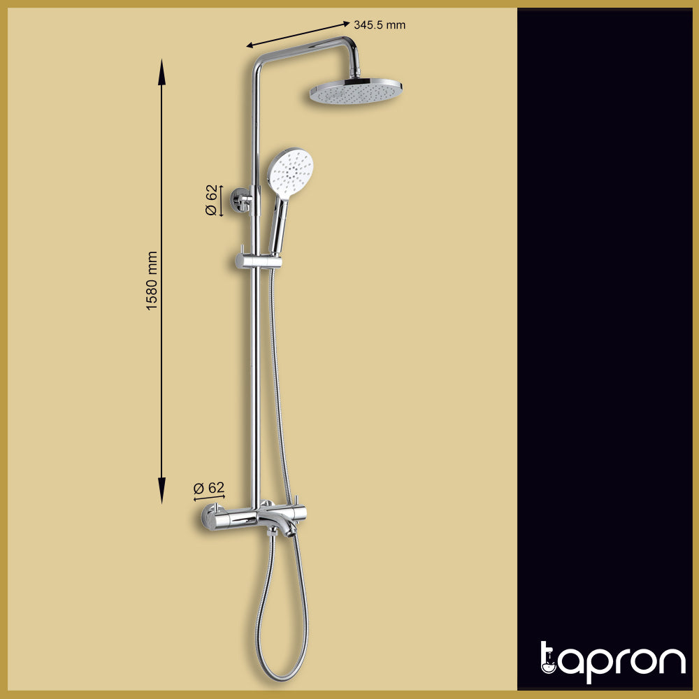 Chrome Shower Rigid Riser Kit with shower head 