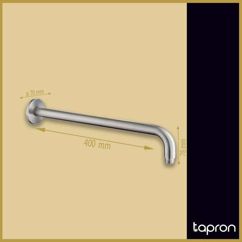 Inox Brushed Stainless Steel Round Wall Shower Arm -Tapron