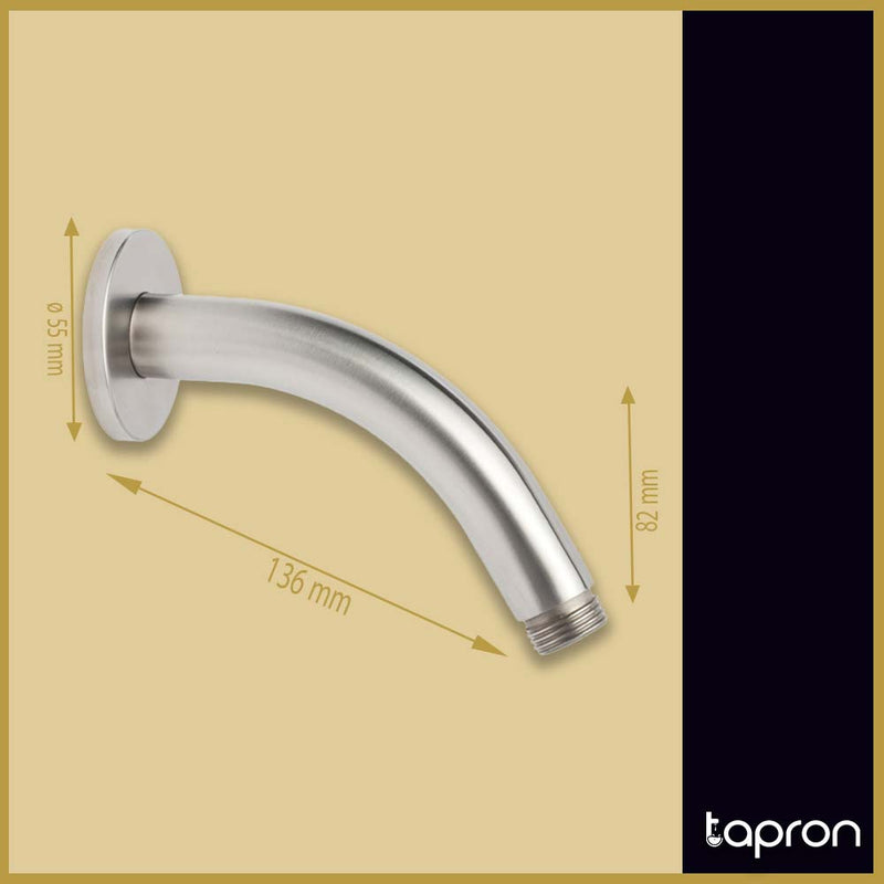 Inox Brushed Stainless Steel Short Wall Mounted Shower Arm -Tapron