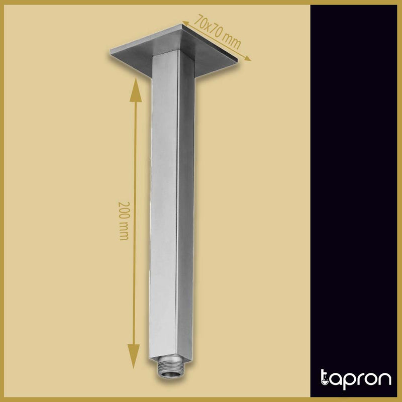 Brushed Stainless Steel Square Ceiling Shower Arm -Tapron