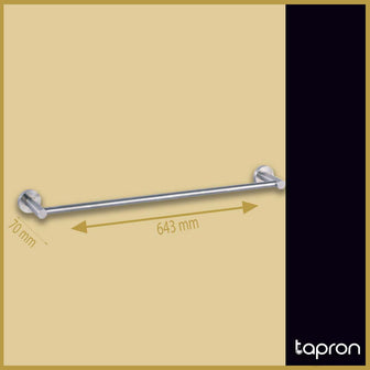 Wall-Mounted Single Bathroom Towel Rail (643mm) - Stainless Steel Secondary image
