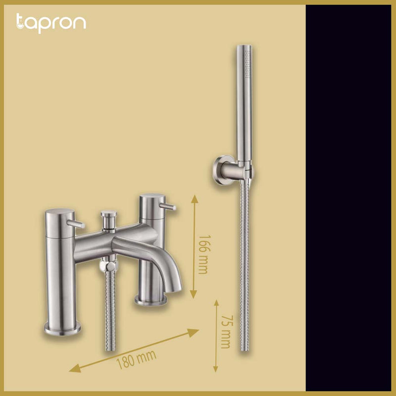 2-Outlet Deck-Mounted Shower Mixer Tap and Handheld Shower Set-Tapron