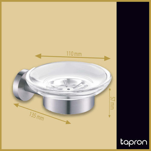Wall-Mounted Glass and Stainless Steel Soap Dish-Tapron