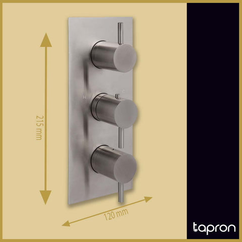 Stainless Steel Thermostatic Shower 3 Outlet Valve -Tapron