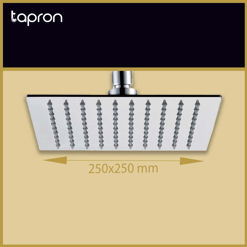 Inox Stainless Steel Square Fixed Shower Head - Tapron