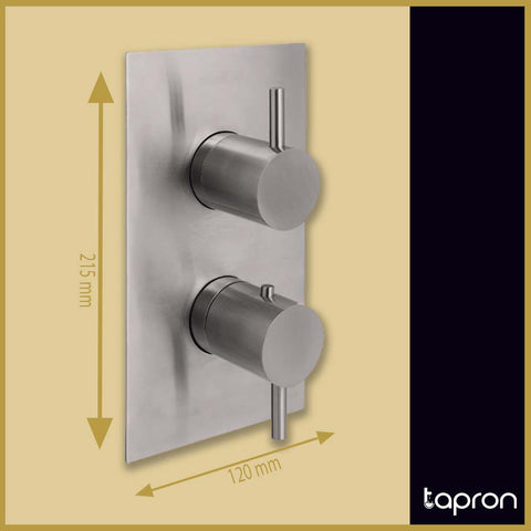 Stainless Steel Thermostatic Shower 2 Outlet Valve-Tapron