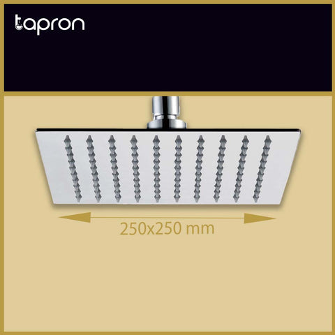 Inox Stainless Steel Square Fixed Shower Head - Tapron