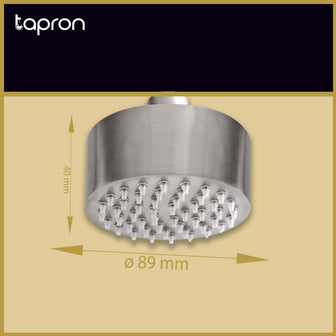 Inox Mini Brushed Stainless Steel Shower Head with Water Saving - 89mm Secondary image