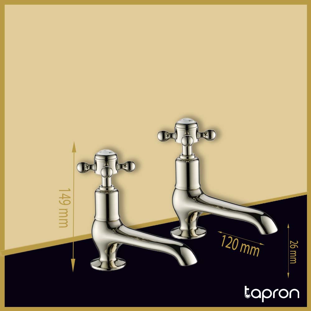 Nickel Deck Mounted Basin Taps-Tapron