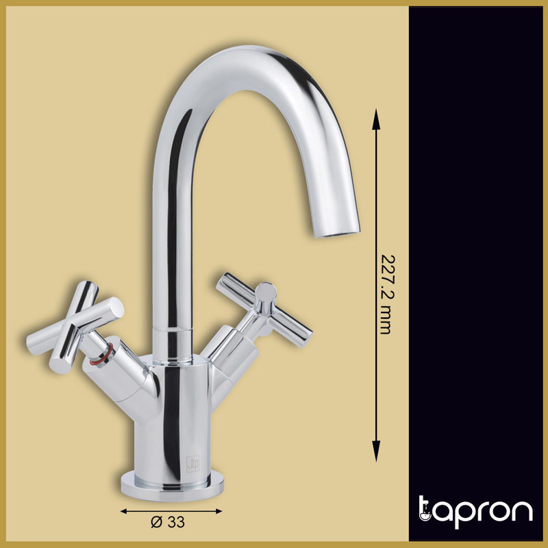 Chrome Deck Mounted Modern Basin Mixer Tap with Swivel Spout - Tapron