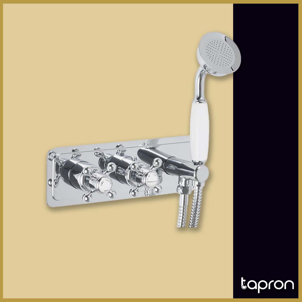 Crosshead Thermostatic Concealed Two Outlet Valve & Handset-Tapron
